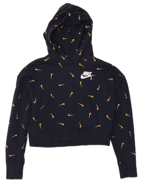 Nike Mädchen Graphic Crop Hoodie Pullover 13–14 Jahre XL Marineblau Baumwolle