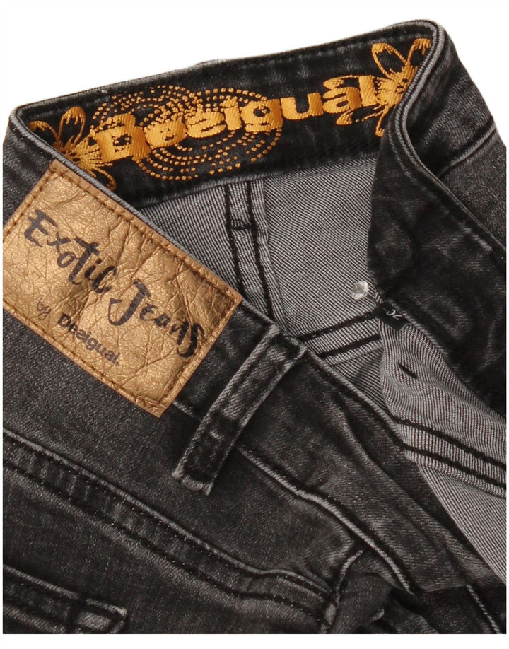 Desigual Damen Straight Jeans W32 L28 Grau geblümt