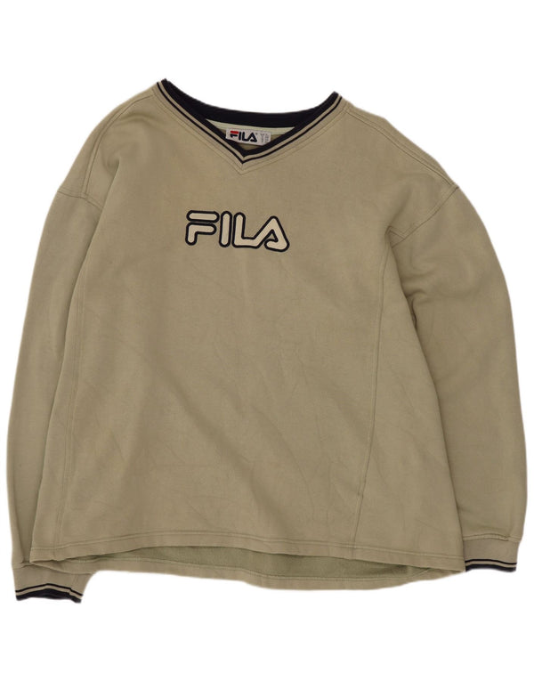 Fila Herren Graphic Regular Fit Sweatshirt Pullover XL Khaki Baumwolle