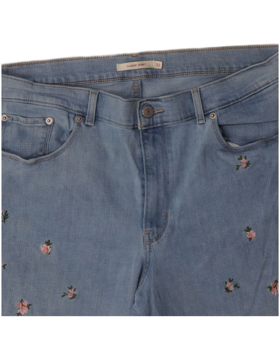LEVI'S Damen-Jeansshorts, klassisch, Größe W32, groß, Baumwolle mit blauem Blumenmuster