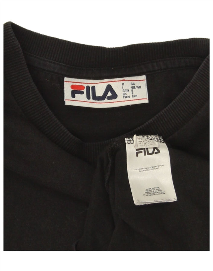 FILA Mens Graphic T-Shirt Top Small Black Cotton Vintage Fila and Second-Hand Fila from Messina Hembry 