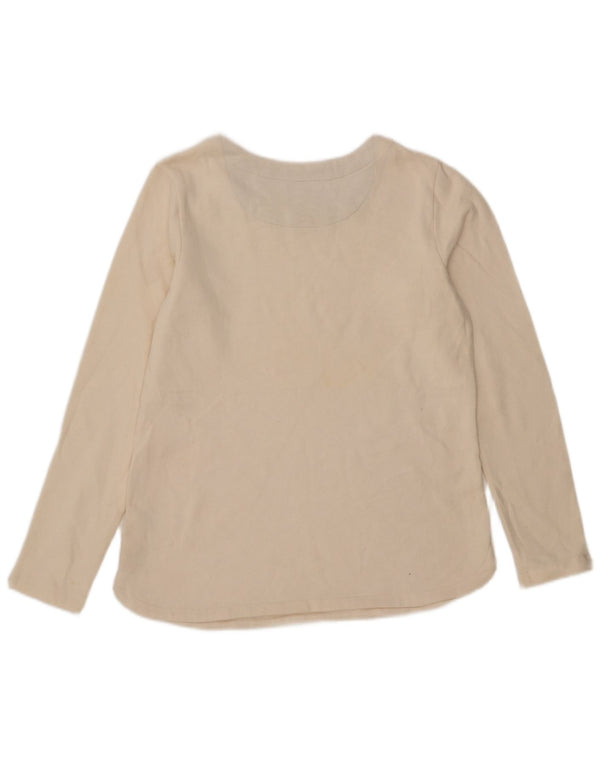 Izod Damen Top Langarm UK 10 Small Weiße Baumwolle