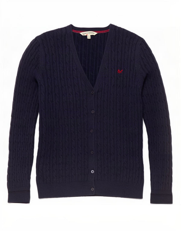 Crew Clothing Damen-Cardigan-Pullover UK 16 Large Marineblaue Baumwolle