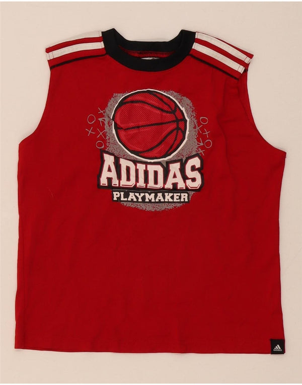 Adidas Jungen Grafik-T-Shirt, 6–7 Jahre, rotes Farbblock-Polyester