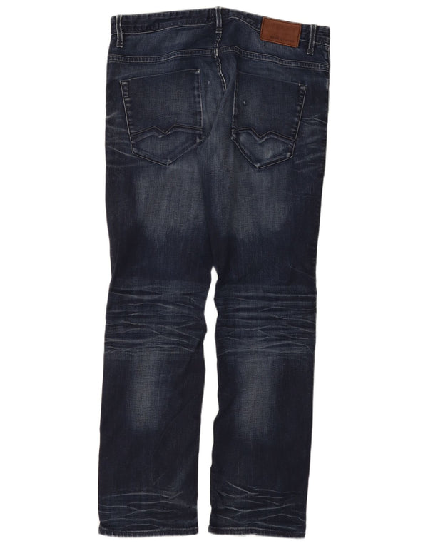 HUGO BOSS Herren Straight Jeans W34 L32 Marineblaue Baumwolle