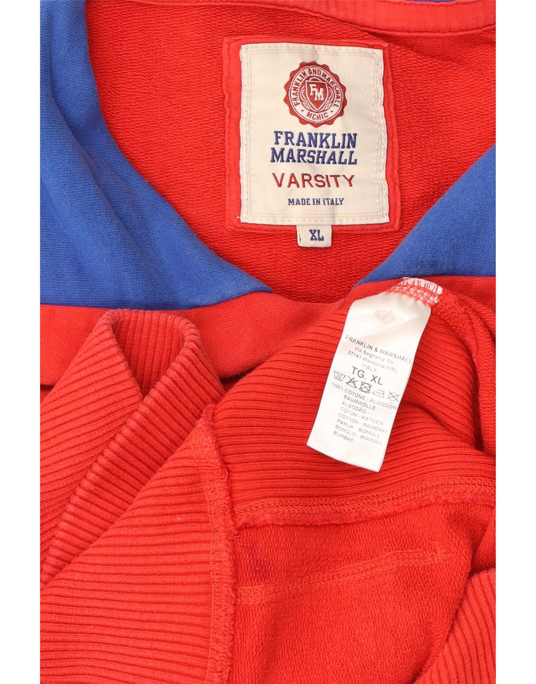 FRANKLIN MARSHALL Damen Varsity Graphic Hoodie Pullover UK 18 XL Rote Baumwolle
