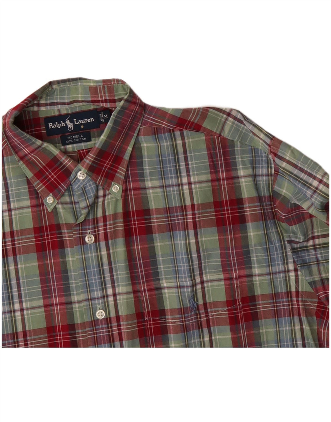 RALPH LAUREN Herrenhemd Mittelgrün karierte Baumwolle