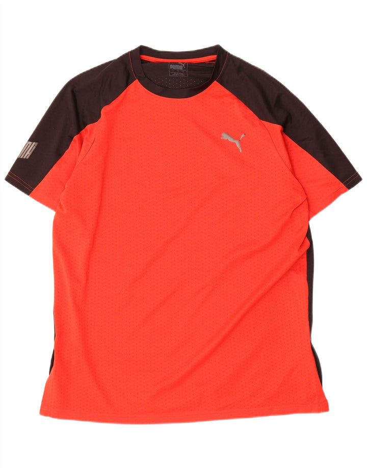 PUMA Herren Grafik-T-Shirt-Oberteil, großes rotes Farbblock-Polyester