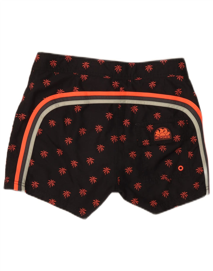 Sundek Herren-Badeshorts, mittelgroß, schwarz, geblümt, Polyester