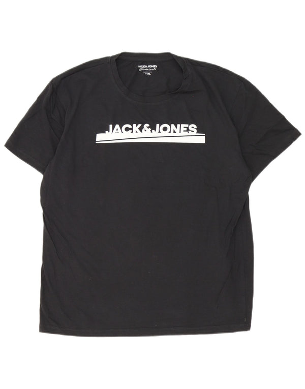 Jack & Jones Herren Grafik T-Shirt Top XL Schwarz Baumwolle