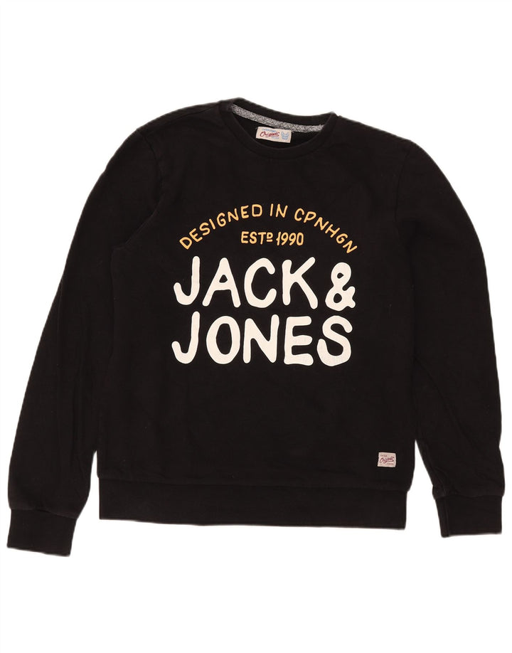 Jack & Jones Herren-Sweatshirt mit Grafik, mittelschwarz, Baumwolle
