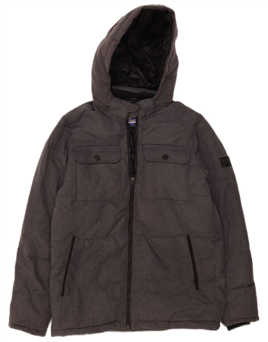 Jack & Jones Wattierte Jacke mit Kapuze für Jungen, 15–16 Jahre, grau meliert