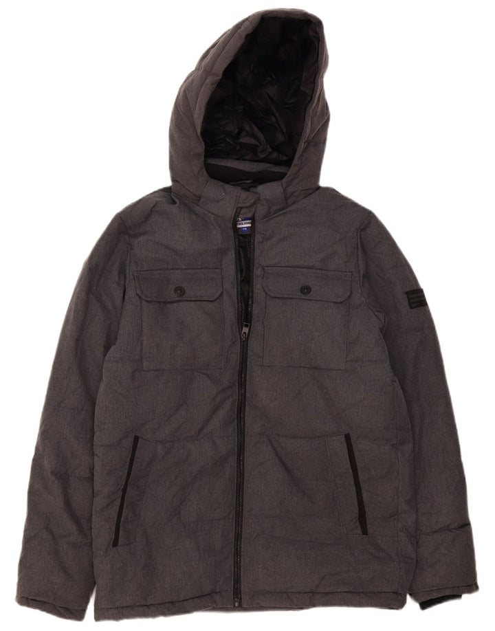Jack & Jones Wattierte Jacke mit Kapuze für Jungen, 15–16 Jahre, grau meliert