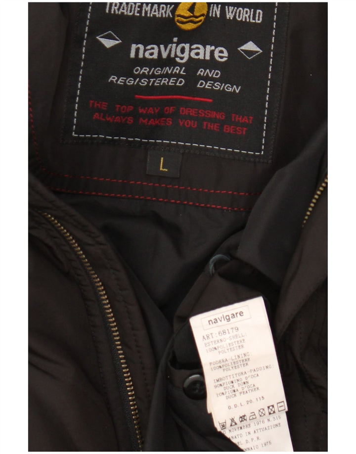Navigare Herren-Parka mit Kapuze, UK 40, Größe L, Schwarz, Polyester