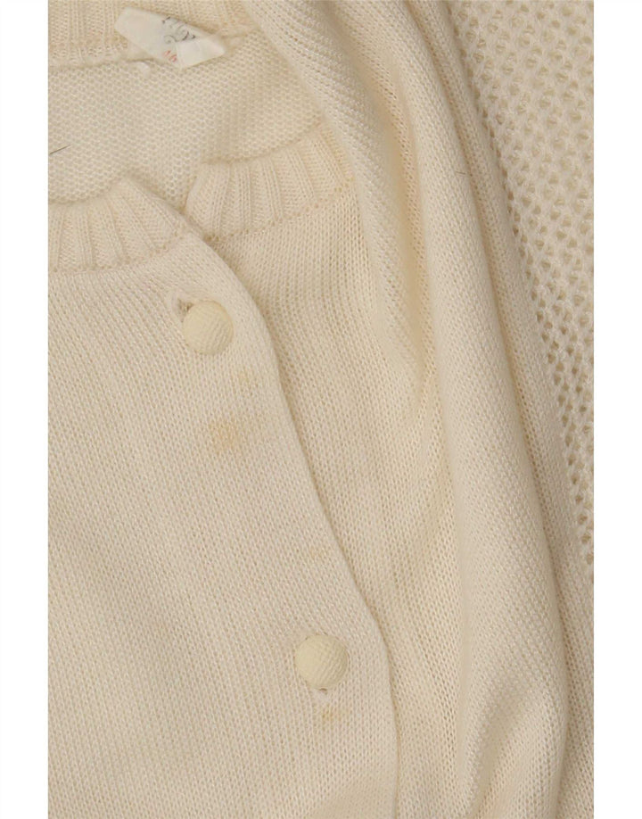 Vintage Damen Strickjacke IT 46 Large Off White Polyacryl