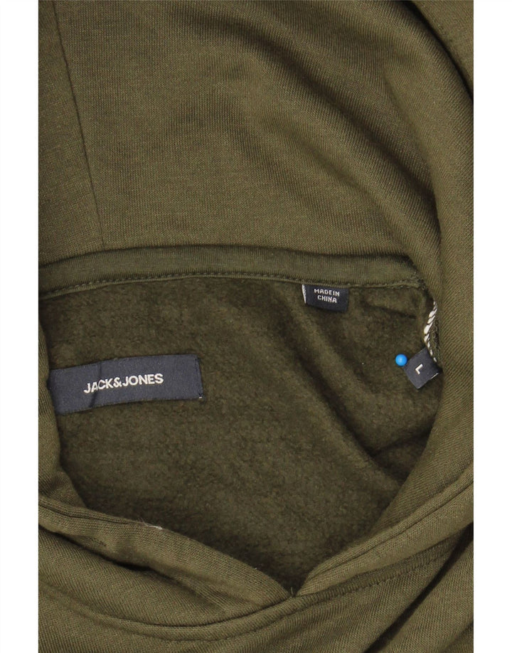 JACK & JONES Mens Graphic Hoodie Jumper Large Khaki Colourblock Polyester Vintage Jack & Jones and Second-Hand Jack & Jones from Messina Hembry 