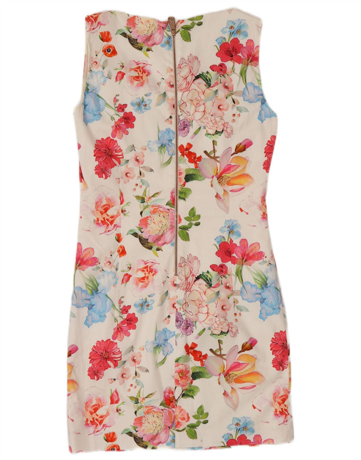 Frankie Morello Damen Ärmelloses Etuikleid IT 42 Mittelweiß geblümt