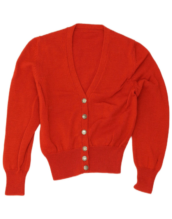 Vintage Damen Crop Cardigan Pullover UK 10 Small Orange
