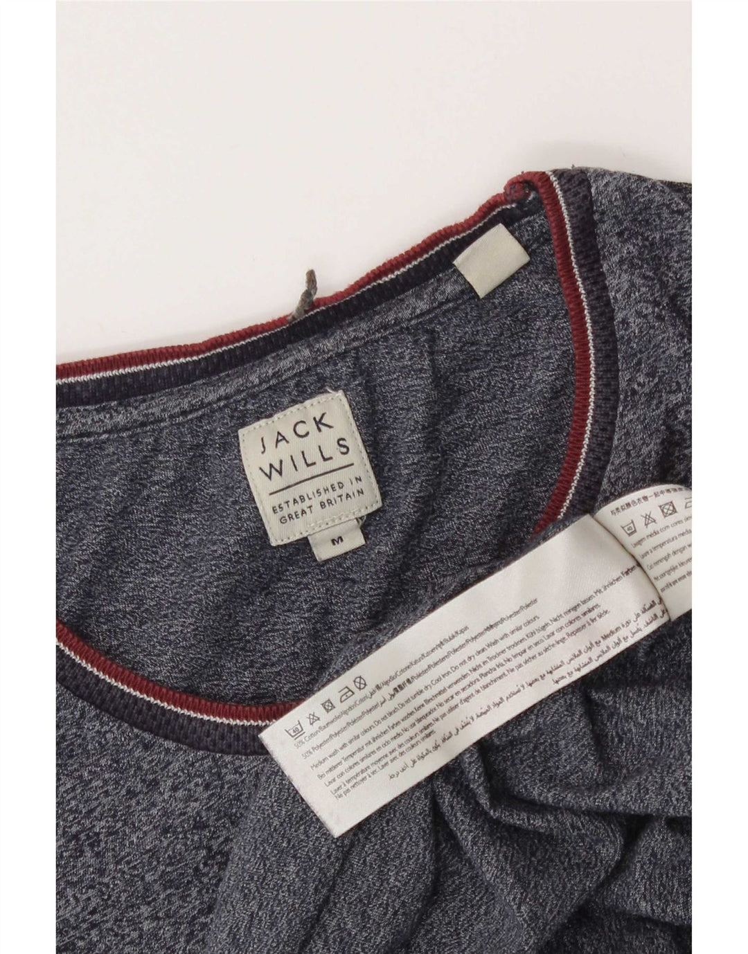 Jack Wills Herren-T-Shirt-Oberteil aus mittelblauer, melierter Baumwolle