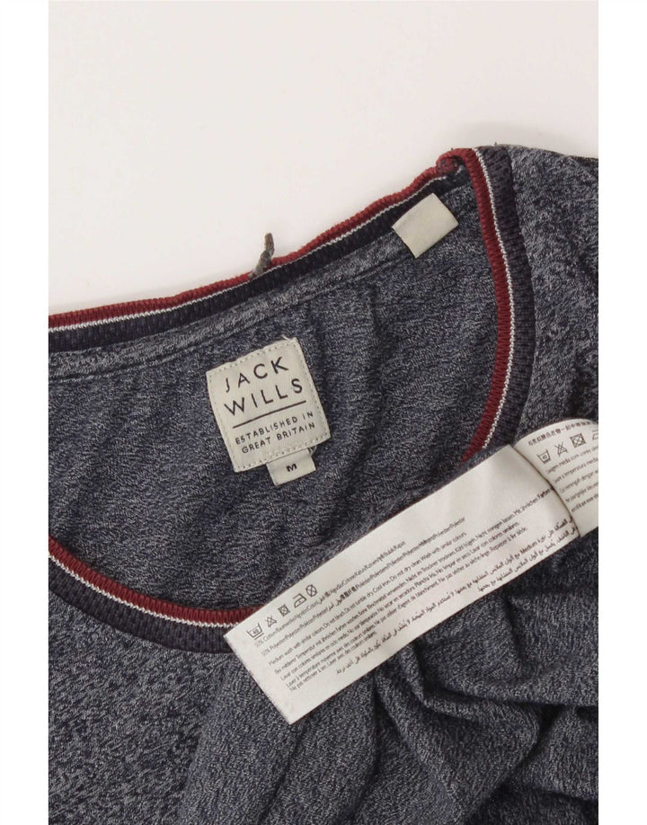 Jack Wills Herren-T-Shirt-Oberteil aus mittelblauer, melierter Baumwolle