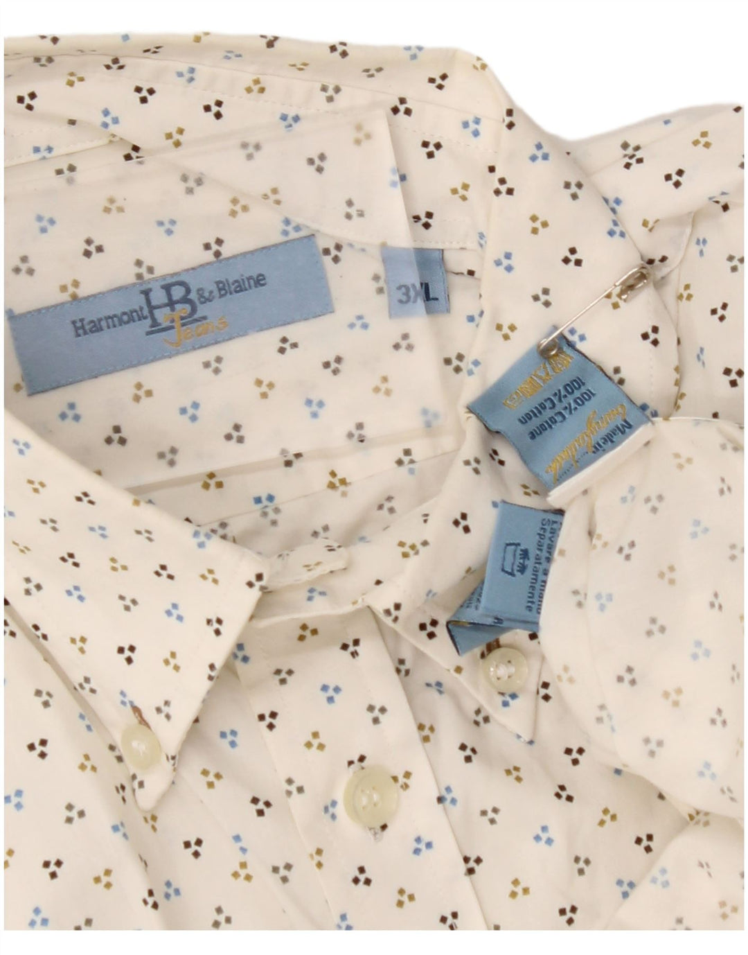 HARMONT & BLAINE Herrenhemd 3XL aus weiß gefleckter Baumwolle