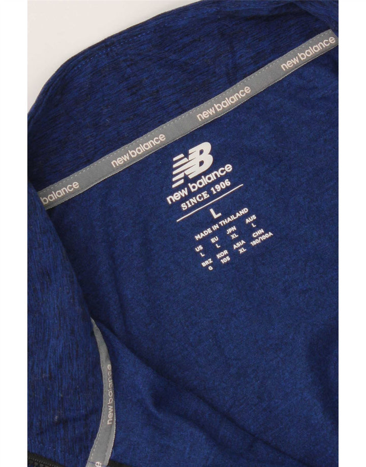 New Balance Herren-Pullover-Trainingsoberteil mit Reißverschluss und Halsausschnitt, groß, blau gefleckt