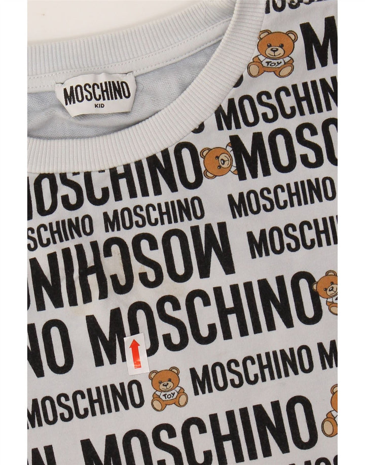 MOSCHINO Grafik-T-Shirt-Oberteil für Mädchen, 7–8 Jahre, graue Baumwolle