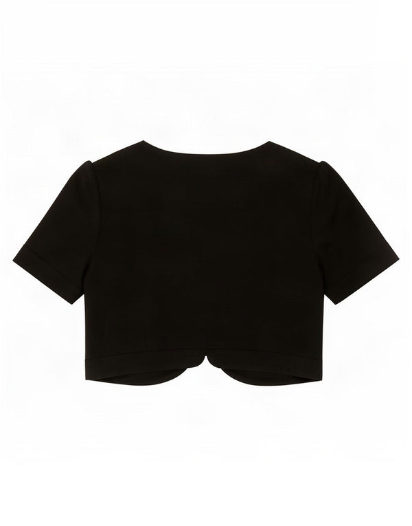 Marks & Spencer Damen Kurzarm-Bolero-Oberteil UK 16 Large Schwarz Baumwolle