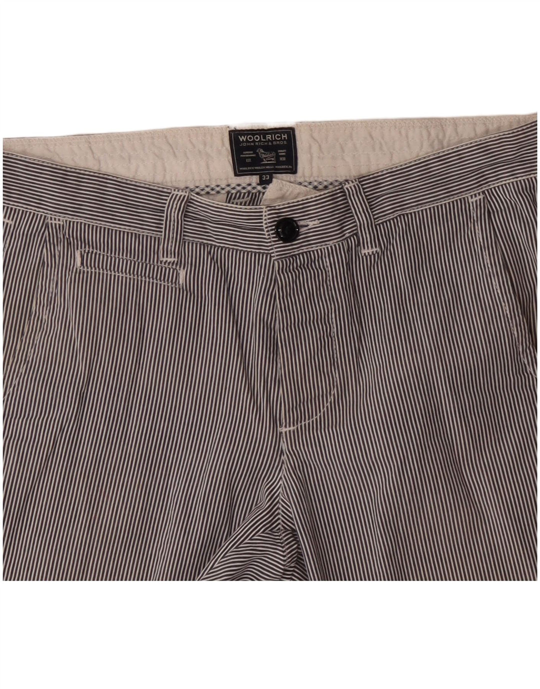 Woolrich Herren-Chinoshorts W33, mittelmarineblaue Nadelstreifen-Baumwolle