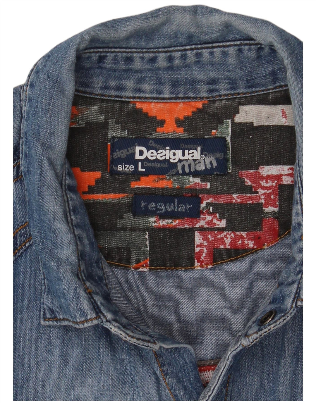 DESIGUAL Herren-Jeanshemd, groß, blau, geometrisch