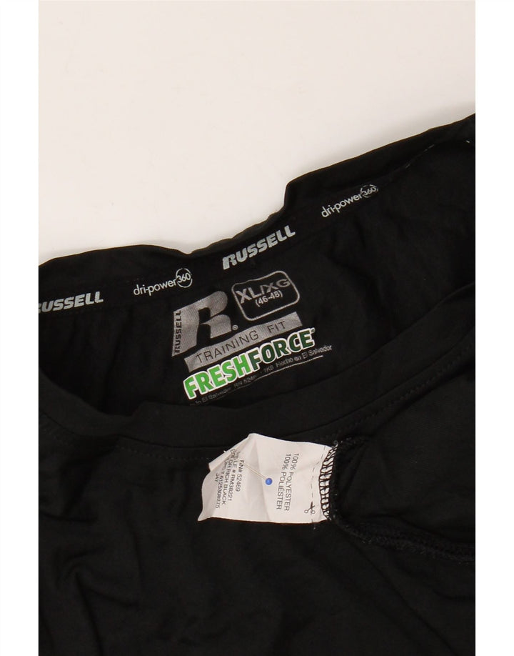 RUSSELL ATHLETIC Herren Dri-Power T-Shirt Top XL Schwarz Polyester