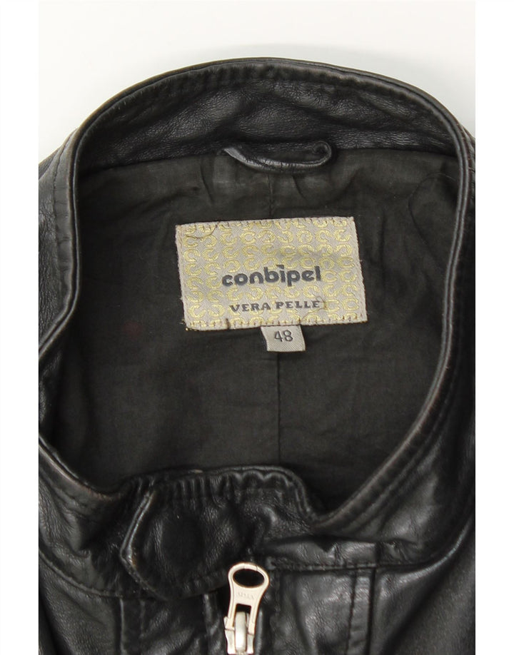 Conbipel Herren Lederjacke IT 48 Mittelschwarzes Leder