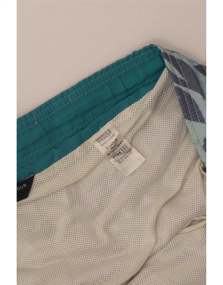 Marks & Spencer Herren-Badeshorts XL, blau geblümt, Polyester