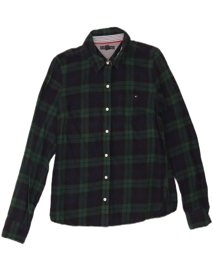 Tommy Hilfiger Damen-Hemd UK 12, mittelblau, kariert, Baumwolle