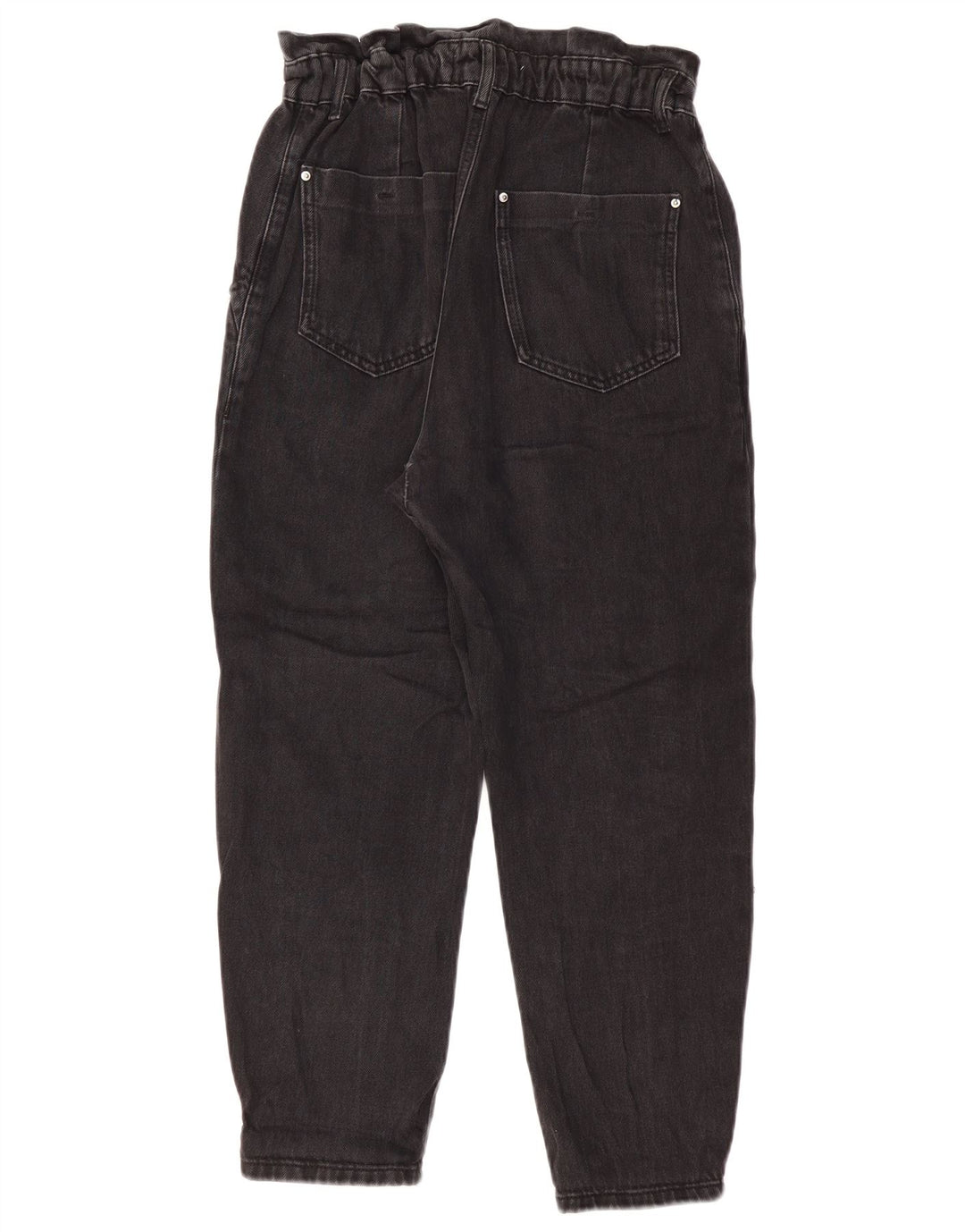 ZARA Damen High Waist Tapered Jeans EU 36 XS W26 L24 Schwarze Baumwolle