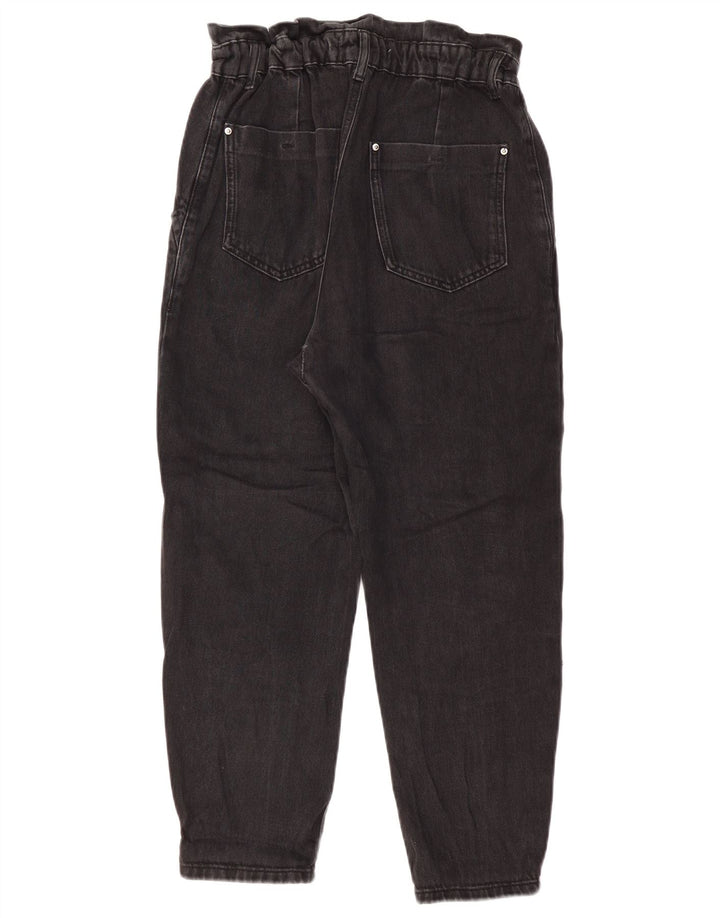 ZARA Damen High Waist Tapered Jeans EU 36 XS W26 L24 Schwarze Baumwolle