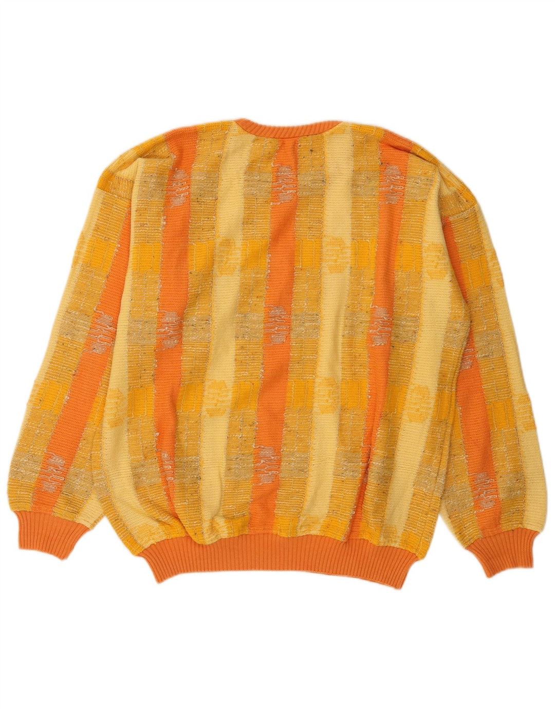 Boxer Herren-Pullover mit Rundhalsausschnitt, mittelgelb, gestreift, Baumwolle