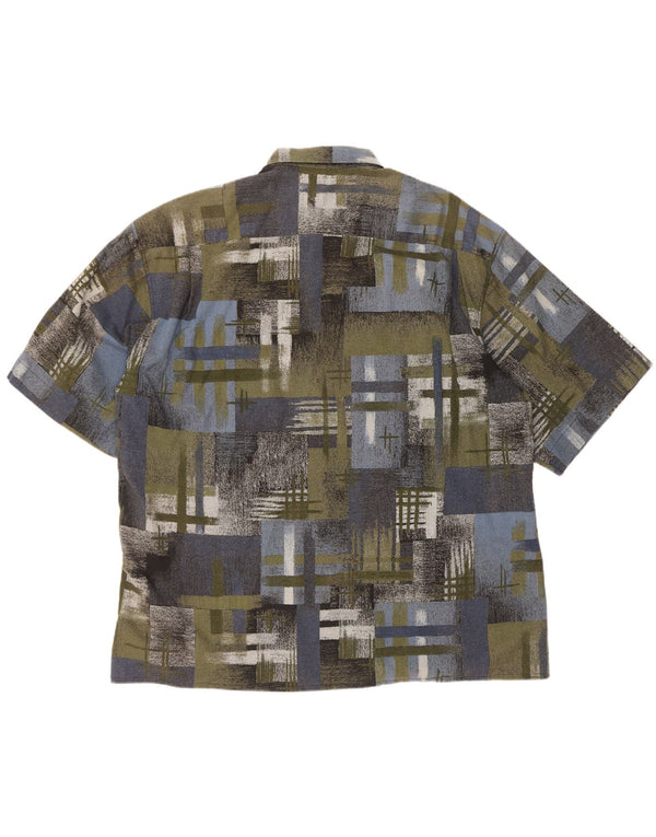 Vintage Herren Kurzarmshirt XL Grün Patchwork