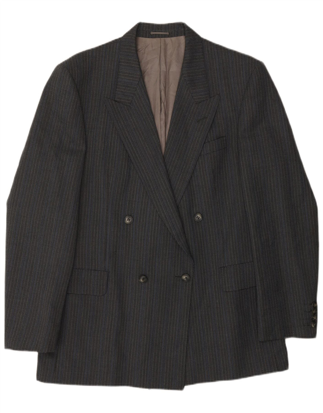 MAGEE Womens Double Breasted Blazer Jacket UK 16 Large Grey Striped