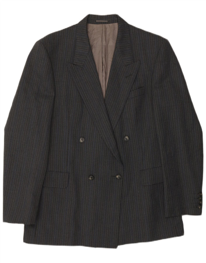 MAGEE Womens Double Breasted Blazer Jacket UK 16 Large Grey Striped