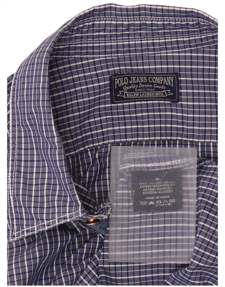 RALPH LAUREN Herrenhemd aus mittelblauer Gingham-Baumwolle