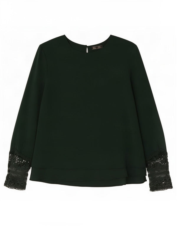 Zara Damen Trafaluc Langarm-Blusenoberteil UK 10 Small Grün