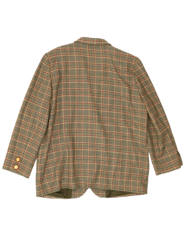 Donna Piu Damen 3-Knopf-Blazerjacke UK 20 2XL Grüne Hahnentrittwolle