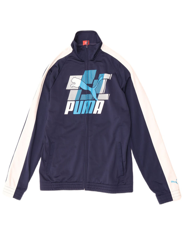 Puma Jungen Grafik-Trainingsanzug-Top-Jacke, 15–16 Jahre, Marineblau, Farbblock