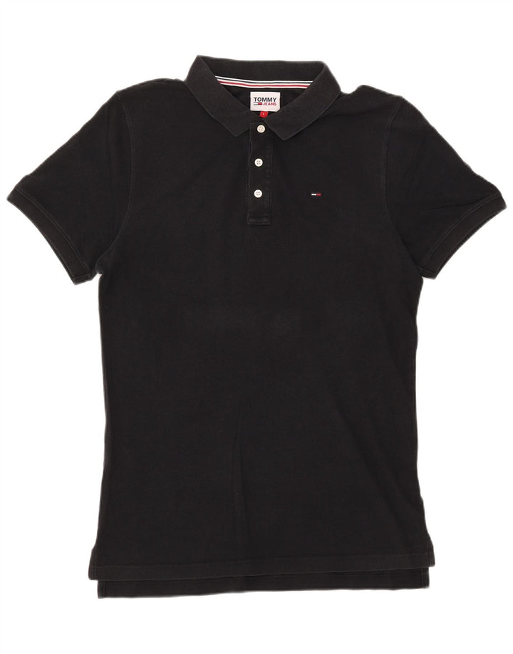 TOMMY HILFIGER Herren Poloshirt Große schwarze Baumwolle