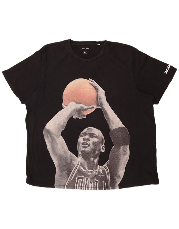 Jack & Jones Herren Michael Jordan Graphic T-Shirt Top 3XL Schwarz Baumwolle