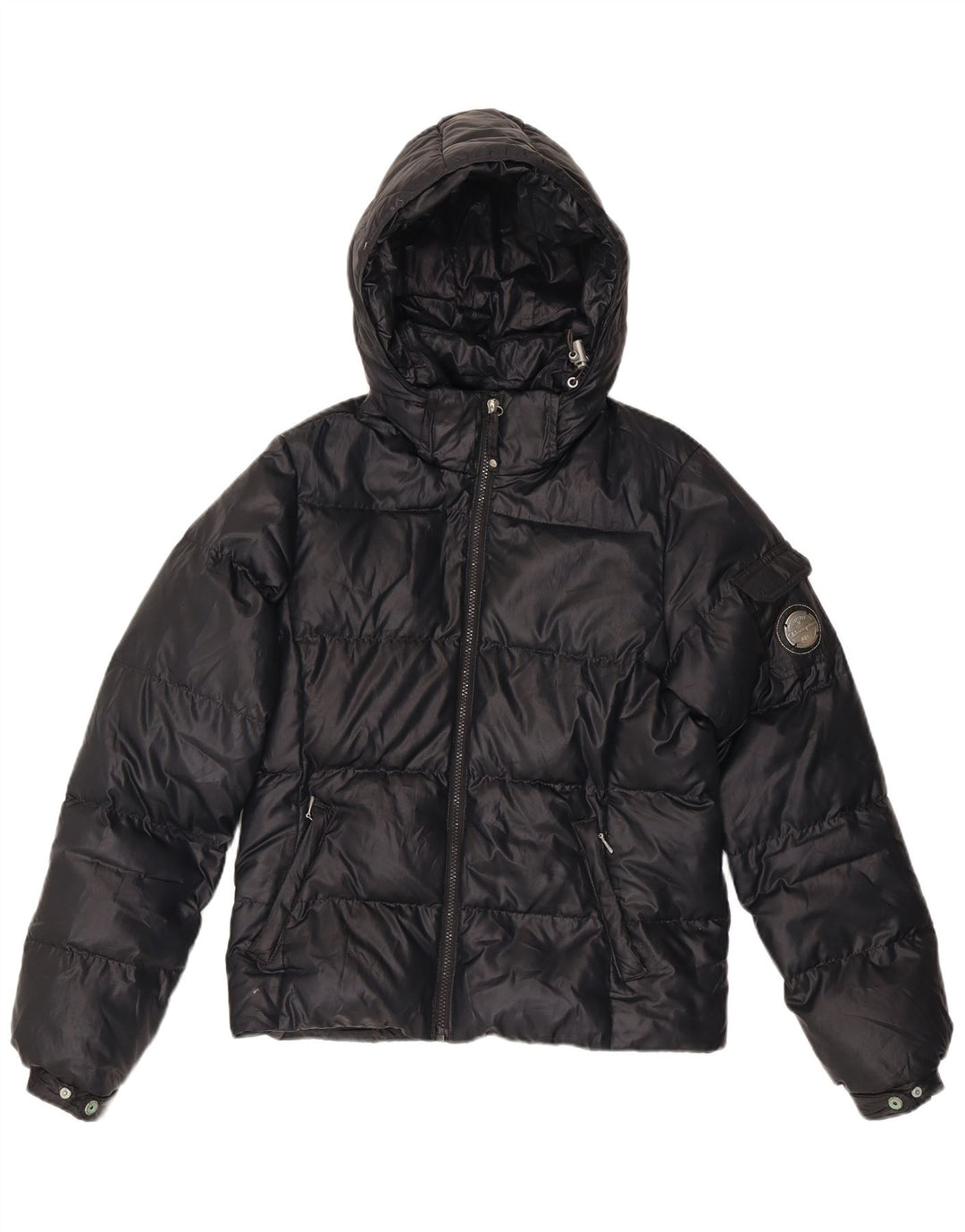 Champion Damen-Jacke mit Kapuze, gepolstert, UK 10, Größe S, Schwarz, Polyester