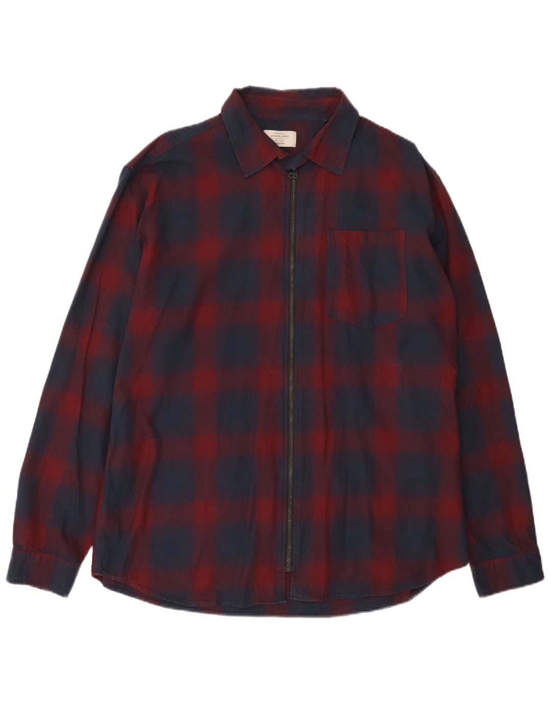 Jack & Jones Herren-Flanellhemd 2XL, rot kariert, Baumwolle
