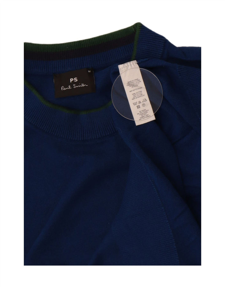 Paul Smith Herren-Pullover mit Rundhalsausschnitt, mittelblaue Baumwolle