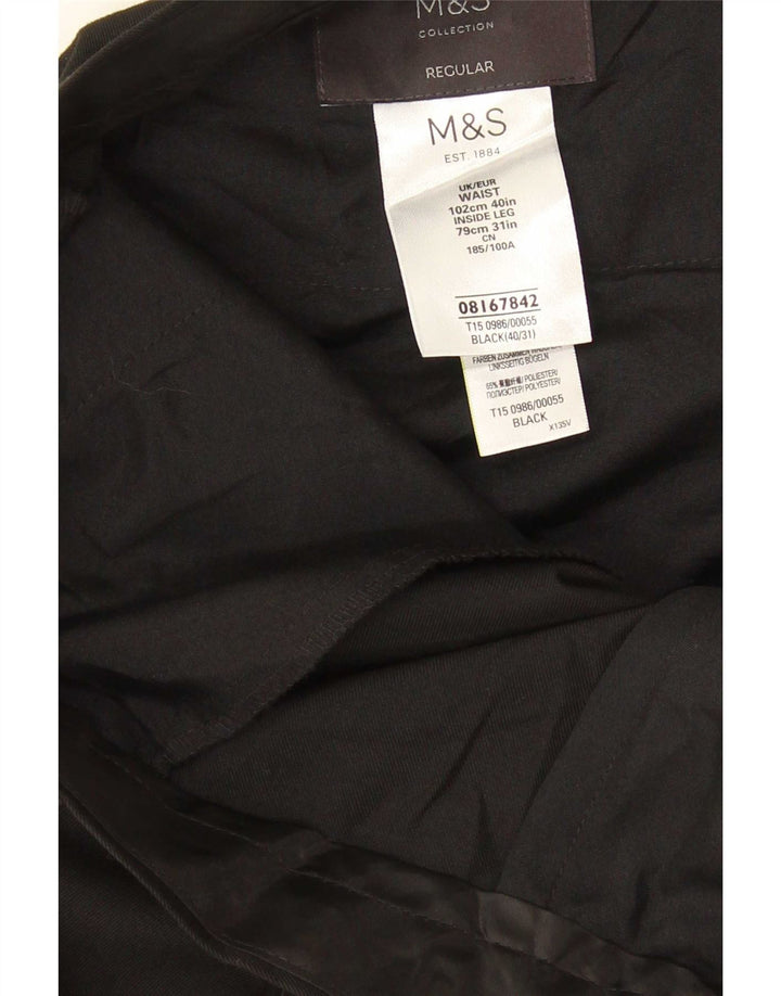 Marks & Spencer Herren-Anzughose, normal, W40, L31, Schwarz, Polyester